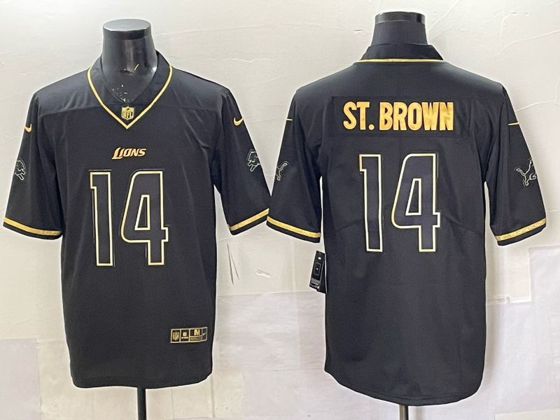Men 2025 Detroit Lions Nike #14 St.brown Black Limited NFL Jersey 001